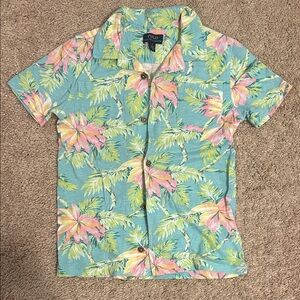 Polo by Ralph Lauren Kids Floral Button Down Shirt - Green and Pink